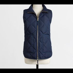 J. Crew Down Filled S Navy Quilted Vest